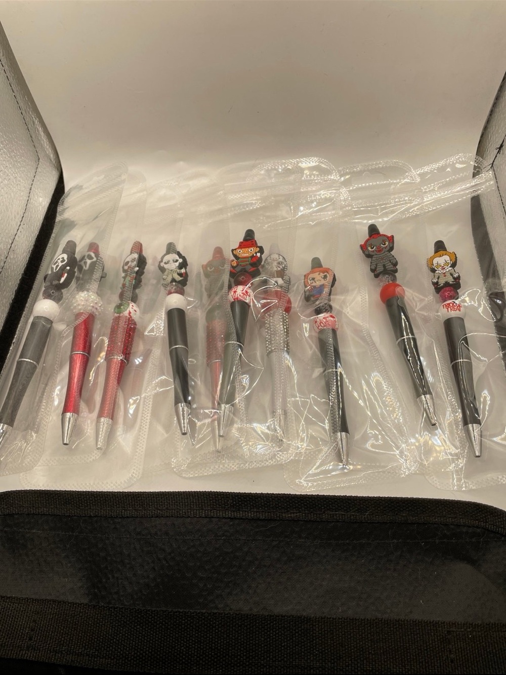 Novelty Character Topper Ballpoint Pens - Red and Black Set